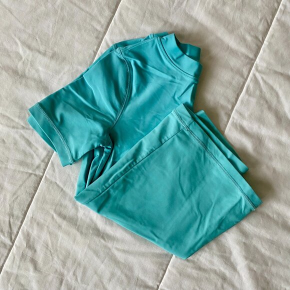Primary Short Sleeve Rash Guard Swim Shirt Teal Blue Size 6-7 - Picture 4 of 6
